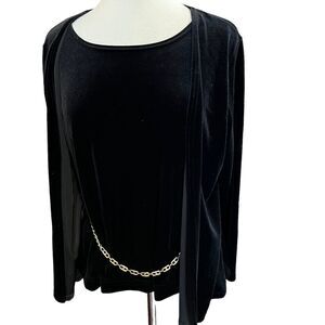 ERENA Black Velvet Top with Shell Attached size large